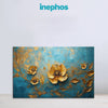 Golden Blossom Luxury Floral Canvas Painting for Living Room, Bedroom & Office Wall Décor | Elegant Blue and Gold 3D Textured