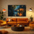 Rainy Night Street Canvas Painting for Living Room & Bedroom | Romantic Urban Wall Art with Red Umbrella & Golden Lights