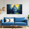 Blue Buddha Meditation Canvas Painting for Home, Office & Yoga Studio | Spiritual Peaceful Wall Art for Living Room, Meditation Room & Bedroom