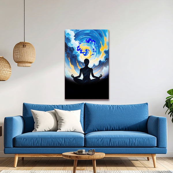 Meditation Energy Canvas Painting for Home & Yoga Room | Abstract Chakra Wall Art | Spiritual Zen Art for Peaceful Décor