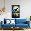 Majestic Moonlight Whale Canvas Painting for Living Room | Vibrant Ocean Wall Art | Modern Sea Life Canvas for Home