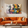 Vibrant Abstract Musician Canvas Wall Art for Living Room & Studio | Colorful Drummer & Saxophone Player Painting