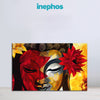 Spiritual Buddha Face | Floral Abstract Canvas Painting in Red and Yellow | Peaceful Home Wall Decor