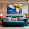 Color Splash Flower | Vibrant Blue and Yellow Abstract Canvas Painting | Modern Home Wall Decor