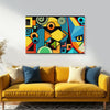 Geometric Cat Painting | Bold Vibrant Modern Abstract Pop Art Canvas | Colorful Gen Z Wall Art For Creative Interiors