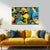 Geometric Cat Painting | Bold Vibrant Modern Abstract Pop Art Canvas | Colorful Gen Z Wall Art For Creative Interiors