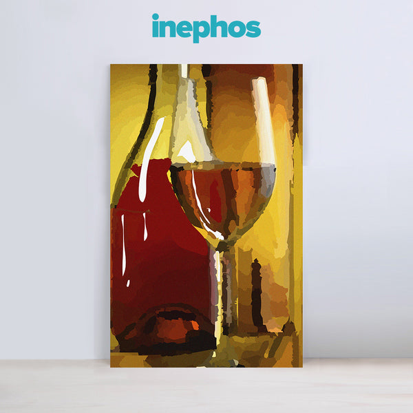 Wine Glass Painting | Elegant Kitchen & Dining Wall Canvas | Classy Rich Wall Art