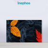 Orange And Red Leaves Painting | Minimal Nature-Inspired Black Canvas | Modern Abstract Nature Wall Art For Modern Home Walls