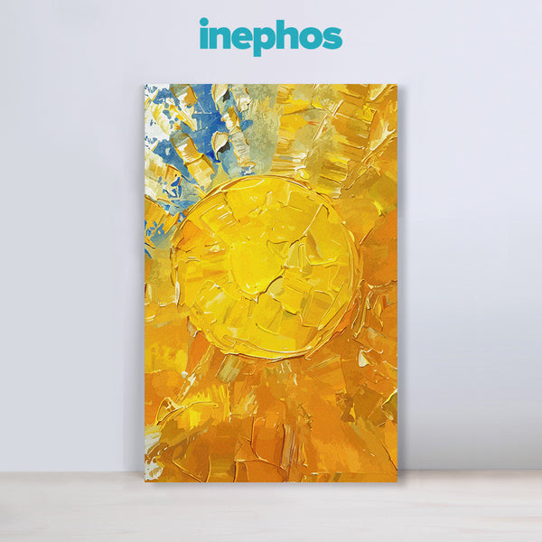 Yellow Sunburst Painting | Textured Modern Abstract Canvas | Golden Wall Art For Living Room & Modern Spaces