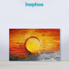 Crimson Horizon Painting | Modern Abstract Sunset Canvas | Orange & Red Tones Wall Art For Home Wall Décor