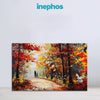 Romantic Forest Walk Painting | Couple In Autumn Woods Canvas | Love Wall Art & Home Décor