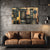 Urban Abstract Geometry Painting | Modern Black And Yellow Block Texture Canvas | Large Horizontal Contemporary Wall Art For Living Room, Workspace, Office, Café & Studio Interiors