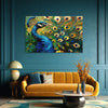 Majestic Peacock Vastu Painting | Bright Blue Bird With Feather Detail Canvas | Modern Nature-Inspired Wall Art For Living Room, Bedroom & Gifting