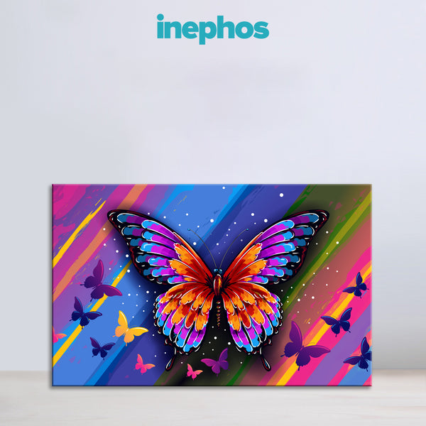 Vibrant Multicolor Butterfly Painting | Modern Abstract Bird Canvas For Living Room & Bedroom Décor | Premium Quality Framed Wall Art For Bedroom, Living Room