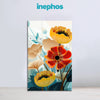 Floral Elegance Painting | Abstract Yellow And Red Flower Canvas For Living Room & Hallway Decor | Premium Quality Framed Wall Art For Bedroom, Living Room