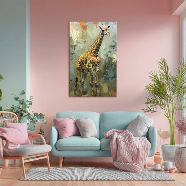 Majestic Giraffe in the Wild | Wildlife Animal Canvas Painting for Living Room & Office Wall Decor