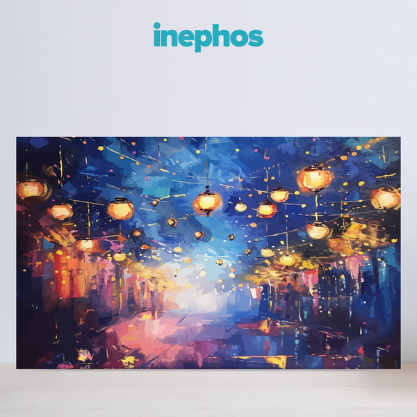 Festival Lights Street | Modern Lantern Canvas Wall Art For Living Room & Celebration Décor