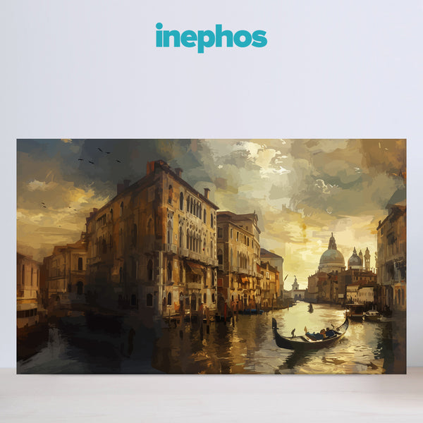 Venetian Canal Sunset | Romantic Cityscape Canvas Painting For Living Room & Travel Lovers