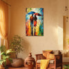 Romantic Rain Walk | Colorful Couple Under Umbrella Canvas Painting for Bedroom & Living Room