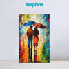 Romantic Rain Walk | Colorful Couple Under Umbrella Canvas Painting for Bedroom & Living Room