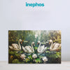 Swan Lake Canvas Painting | Elegant White Swan Wall Art for Living Room & Nature Decor