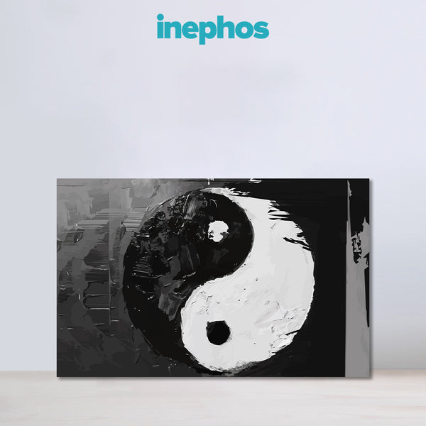Yin Yang Painting | Spiritual Balance Canvas Painting in Black and White for Home