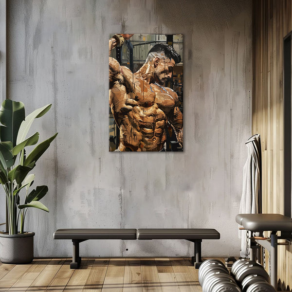 Bodybuilder in Gym | Strong and Motivating Canvas Painting for Fitness Corners and Gyms