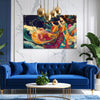 Japanese Geisha Painting | Chinese Hanfu Canvas | Traditional Asian Woman in Flowing Robes Playing Flute Wall Art for Home & Office Décor