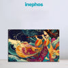 Japanese Geisha Painting | Chinese Hanfu Canvas | Traditional Asian Woman in Flowing Robes Playing Flute Wall Art for Home & Office Décor