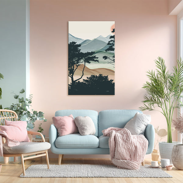 Framed Forest Horizon | Subtle Green Canvas Wall Art for Bedrooms & Modern Homes