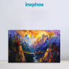 Bridge Across Fiery Mountains | Colorful Fantasy Canvas Art For Living Room & Hall