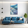 Blue Floral Valley Trail | Soft Pastel Canvas Painting For Bedroom & Hallway