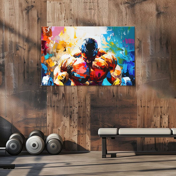 Muscular Man Abstract Painting | Gym Motivation Power & Strength Canvas | Modern Abstract Gen Z Wall Art For Fitness Lovers & Bodybuilding Enthusiasts