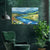 Flowery Meadow Stream Painting | Vibrant Nature Landscape Canvas | Calm Serene Greenery Wall Art For Modern Home And Office Décor
