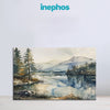 Lake And Mountain View Painting | Quiet Serene River Bank Canvas | Calm Nature Lakeside Scene Wall Art For Bedroom, Living Room, And Relaxation Corners