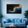 Modern Abstract Wave Canvas Wall Art for Living Room & Office | Blue and Gold Swirl Contemporary Painting | Elegant Fluid Flow Artwork