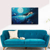 Moonlight Sleep Painting | Girl Dreaming with Butterflies Canvas | Calm Peaceful Night Wall Art Bedroom Décor for Kids & Adults