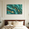 Luxury Emerald Green & Gold Painting | Modern Abstract Elegant Canvas for Modern Home Décor | Marble Texture Swirl Flow Paint Wall Art for Living Room, Office & Bedroom