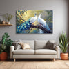 Peacock Couple Painting | Two White Peacocks Vastu Canvas | Romantic Bird Wall Décor for Nature Lovers