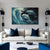 Three Dolphins Painting | Vastu Fish Ocean Waves Canvas | Playful Water Dolphin Wall Art for Bathroom or Kids Room Décor