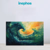 Whirl of Energy Painting | Modern Abstract Green & Yellow Ocean Wave Painting | Bold Yellow Vastu Wall Art for Living Room & Office Decor