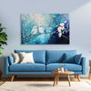 Cute Lovebirds Painting | Romantic White Bird Canvas | Blue & Pink Floral Wall Art for Bedroom & Living Room Décor