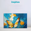 Beautiful Butterfly Painting | Blue Gold White Bird Canvas | Textured Butterfly Wall Art for Home & Office Decor