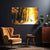 Autumn Snowfall Deer Painting | Golden Forest Stag Canvas | Gold Sunrays Wall Art for Living Room & Office