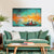 Couple in Boat Painting | Teal & Orange Traditional Indian Canvas | Sunset Horizon Boating Wall Art for Bedroom & Hall Decor
