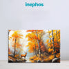 Golden Autumn Forest with Deer Painting | Nature-Inspired Orange Canvas for Living Room & Bedroom | Serene Forest Landscape Wall Art Décor for Wildlife & Landscape Lovers