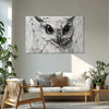 Textured Owl Face Canvas Wall Art | Monochrome Bird Close-Up Painting with Bold Brush Strokes for Home & Office Décor | Modern Wildlife Artwork