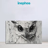 Textured Owl Face Canvas Wall Art | Monochrome Bird Close-Up Painting with Bold Brush Strokes for Home & Office Décor | Modern Wildlife Artwork