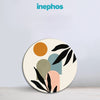 Abstract Botanical Shapes Round Canvas Wall Art | Minimalist Leaves & Sun Design for Modern Living Room, Bedroom | Contemporary Home Décor