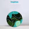 Modern Abstract Green Waves Round Canvas Wall Art | Contemporary Minimal Line & Shape Design for Living Room | Bedroom, Office & Stylish Spaces